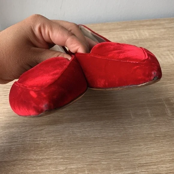 Tabitha Simmons Alexa Red Velvet Pointed Flats size 6.5 - Picture 4 of 10